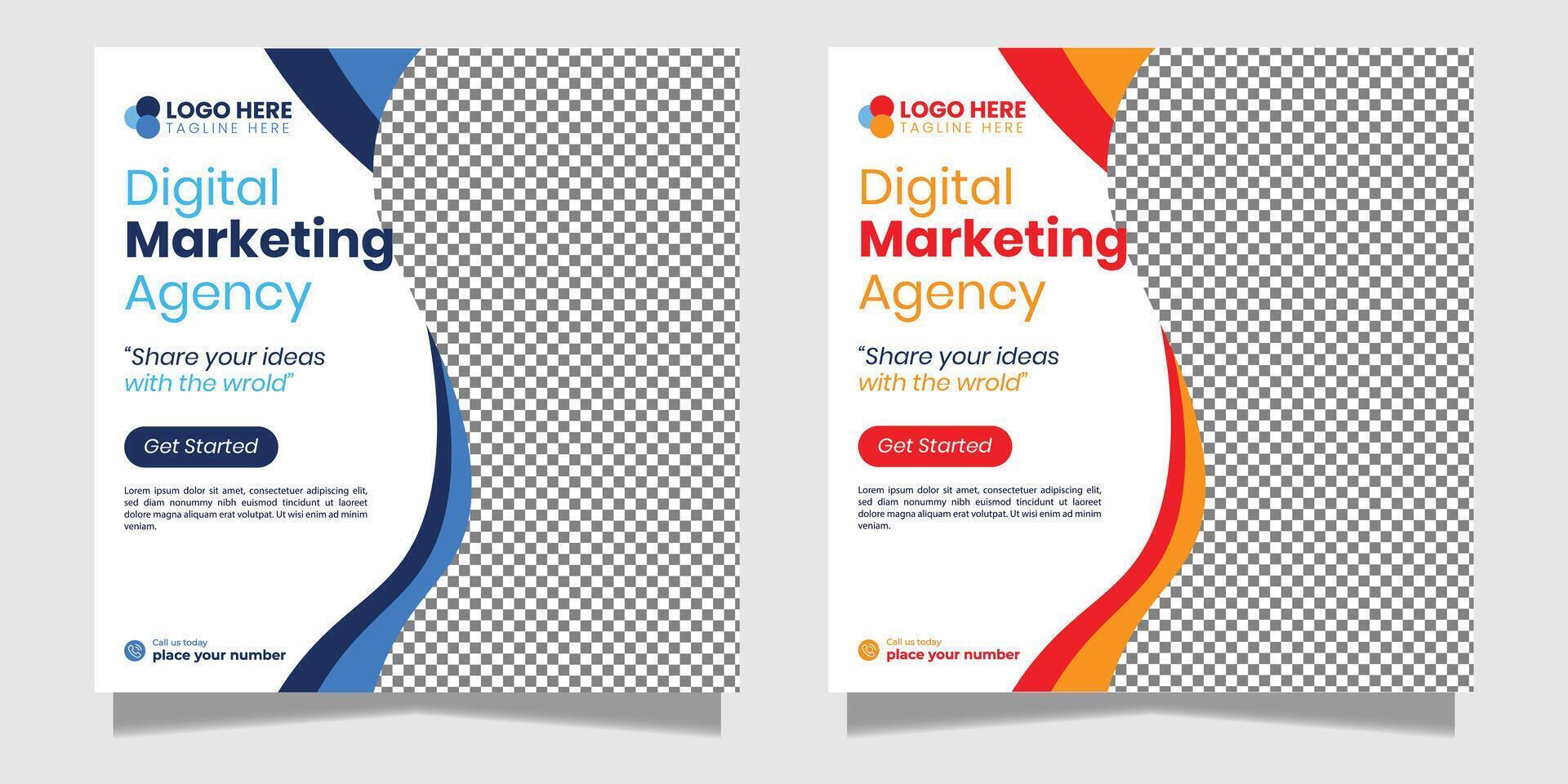 Digital business marketing banner for social media post template vector