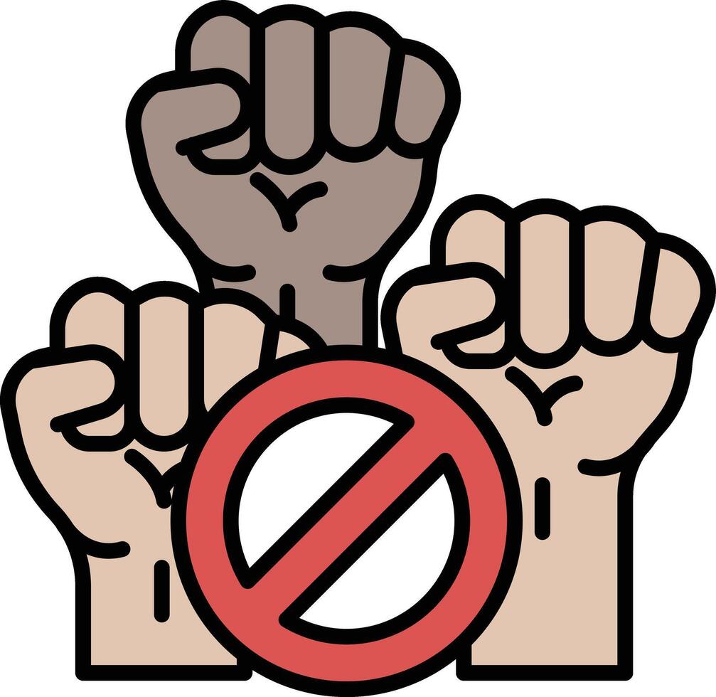 A black and white image of three hands holding up a no sign vector