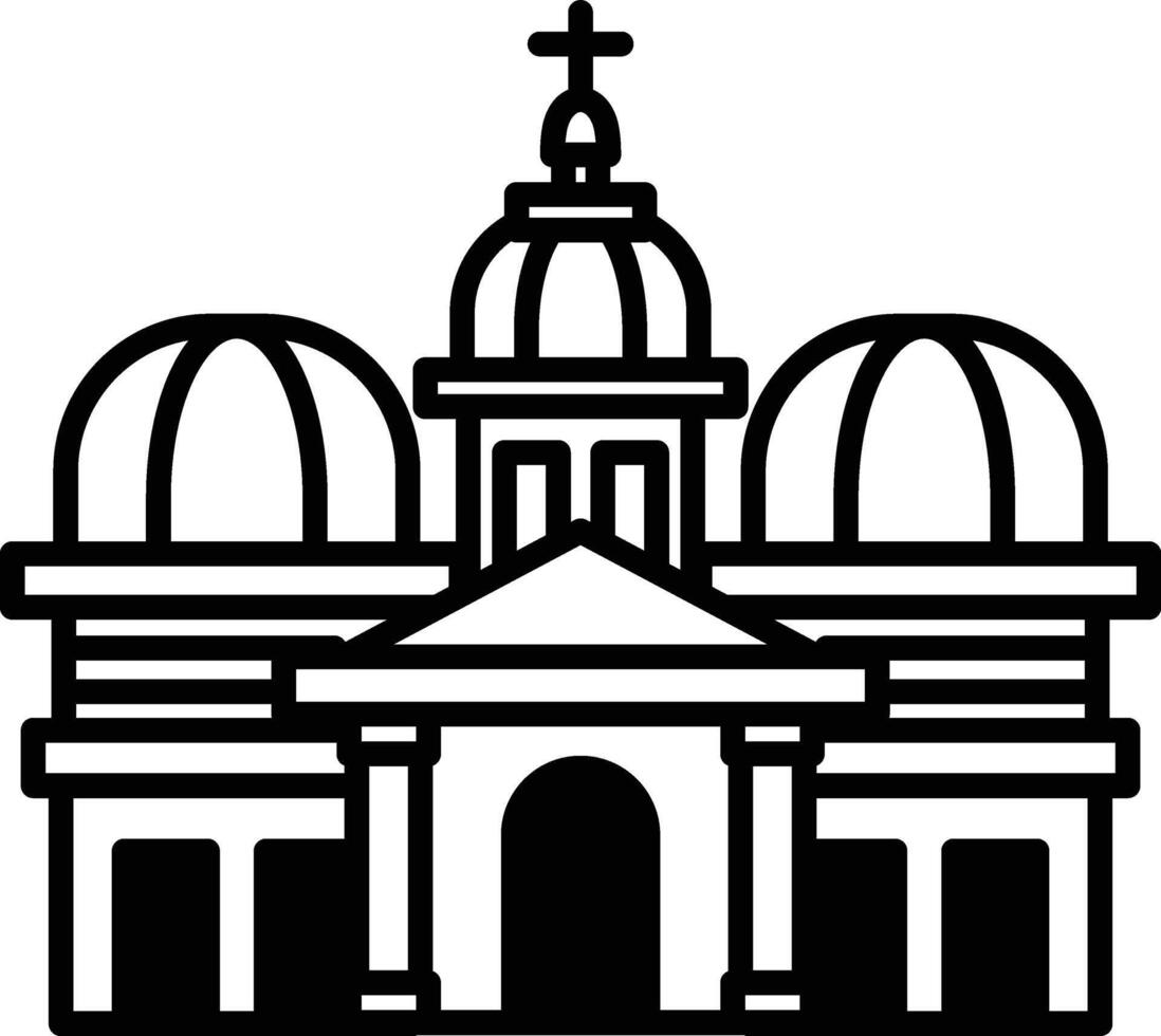 A large building with a dome on top and a cross on top of it vector