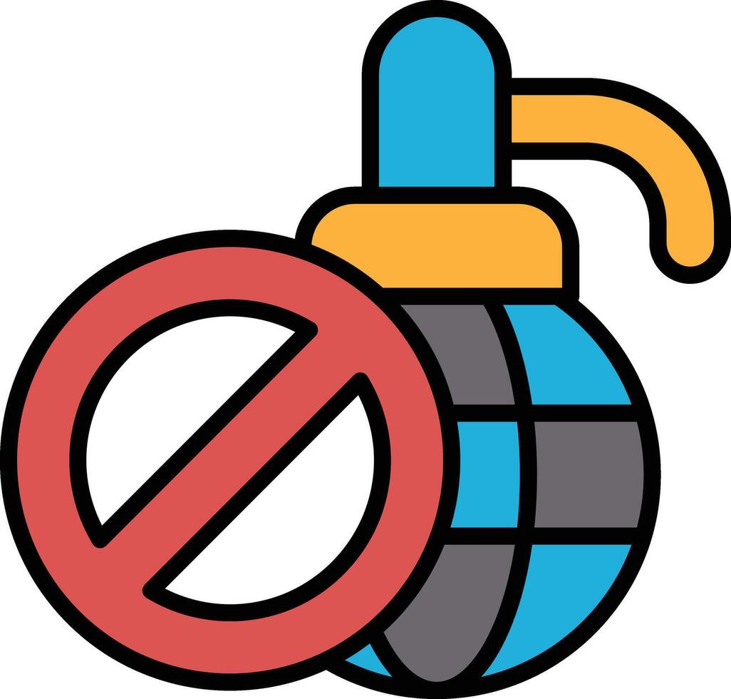 Forbidden bomb icon in line style vector
