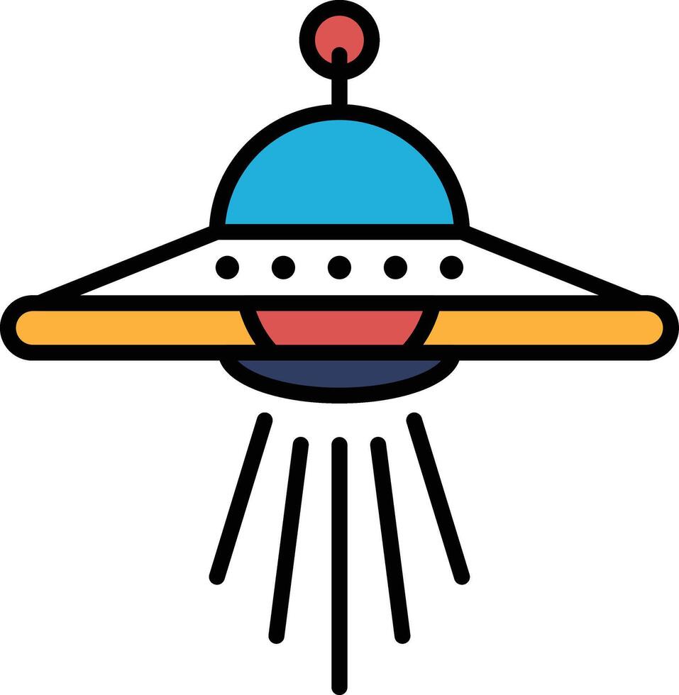 A black and white drawing of a spaceship with a light shining on it vector