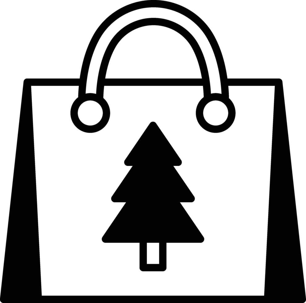 black and white image of a shopping bag with a tree on it vector