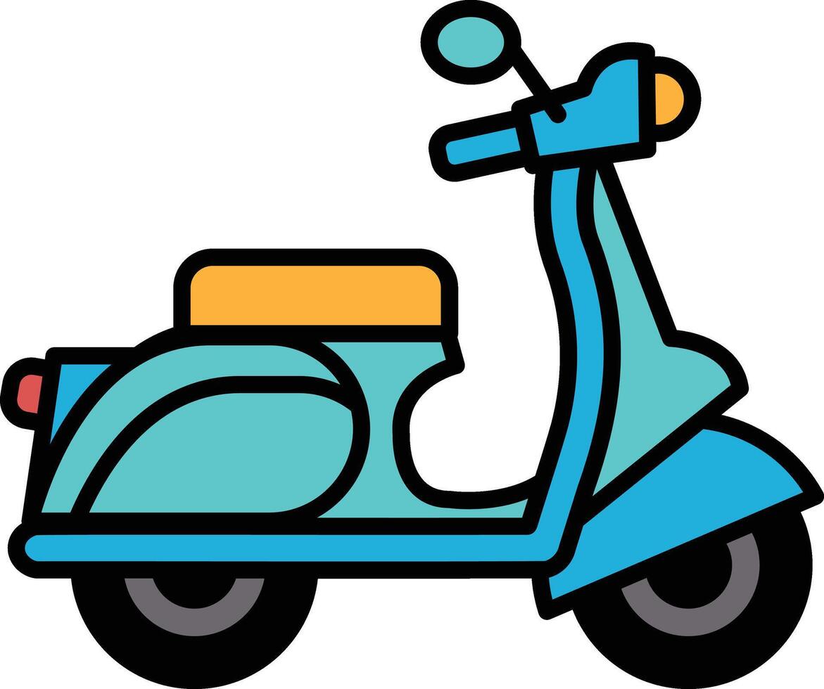 A black and white drawing of a scooter vector