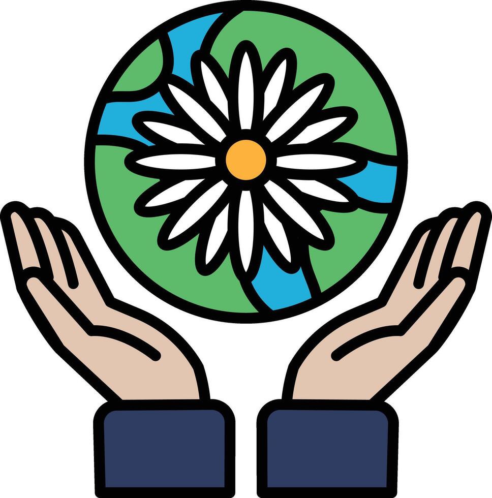 A flower is surrounded by two hands vector