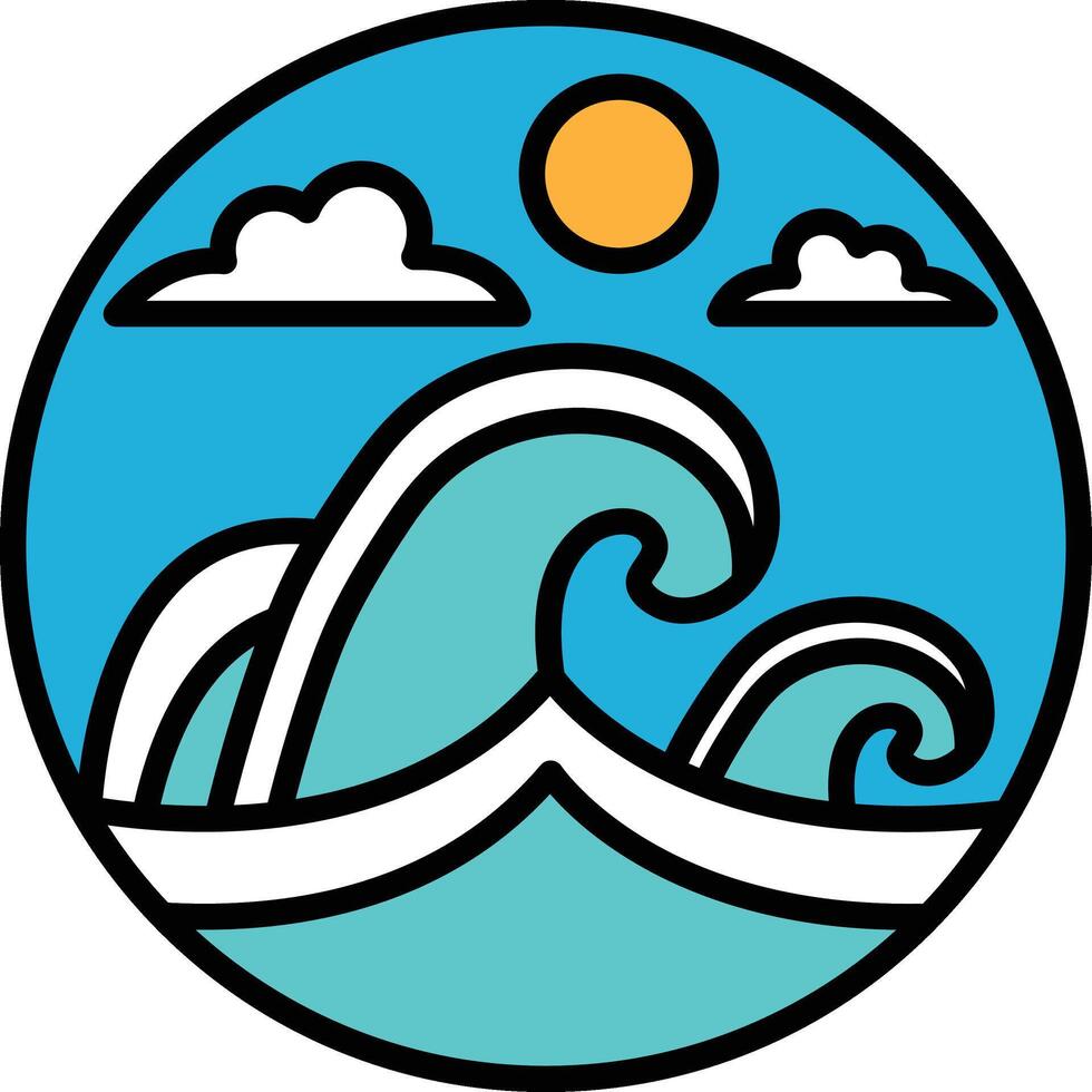 A black and white drawing of a wave crashing on a beach vector
