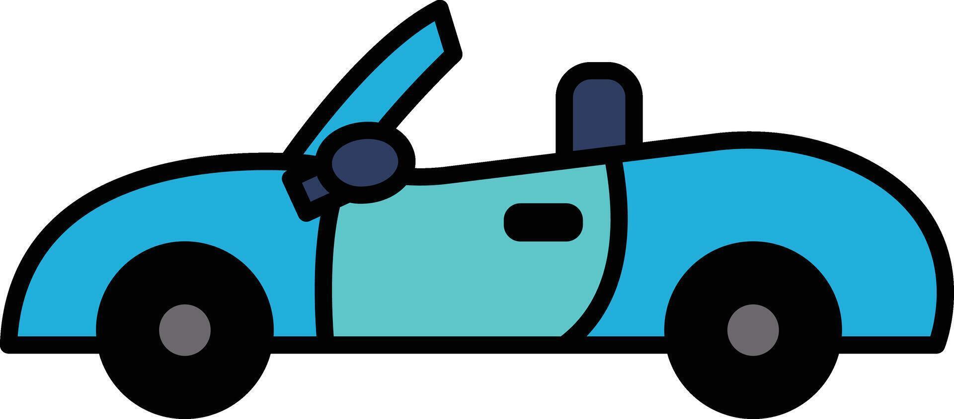 A black and white drawing of a car with the top down vector