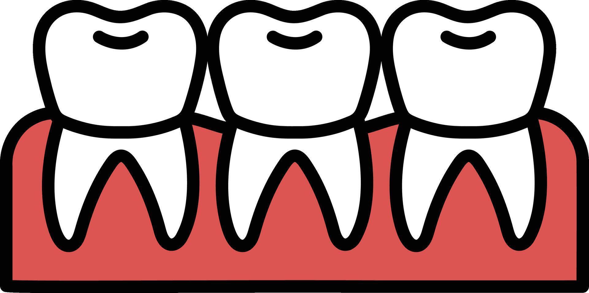 Three teeth are shown in a row vector