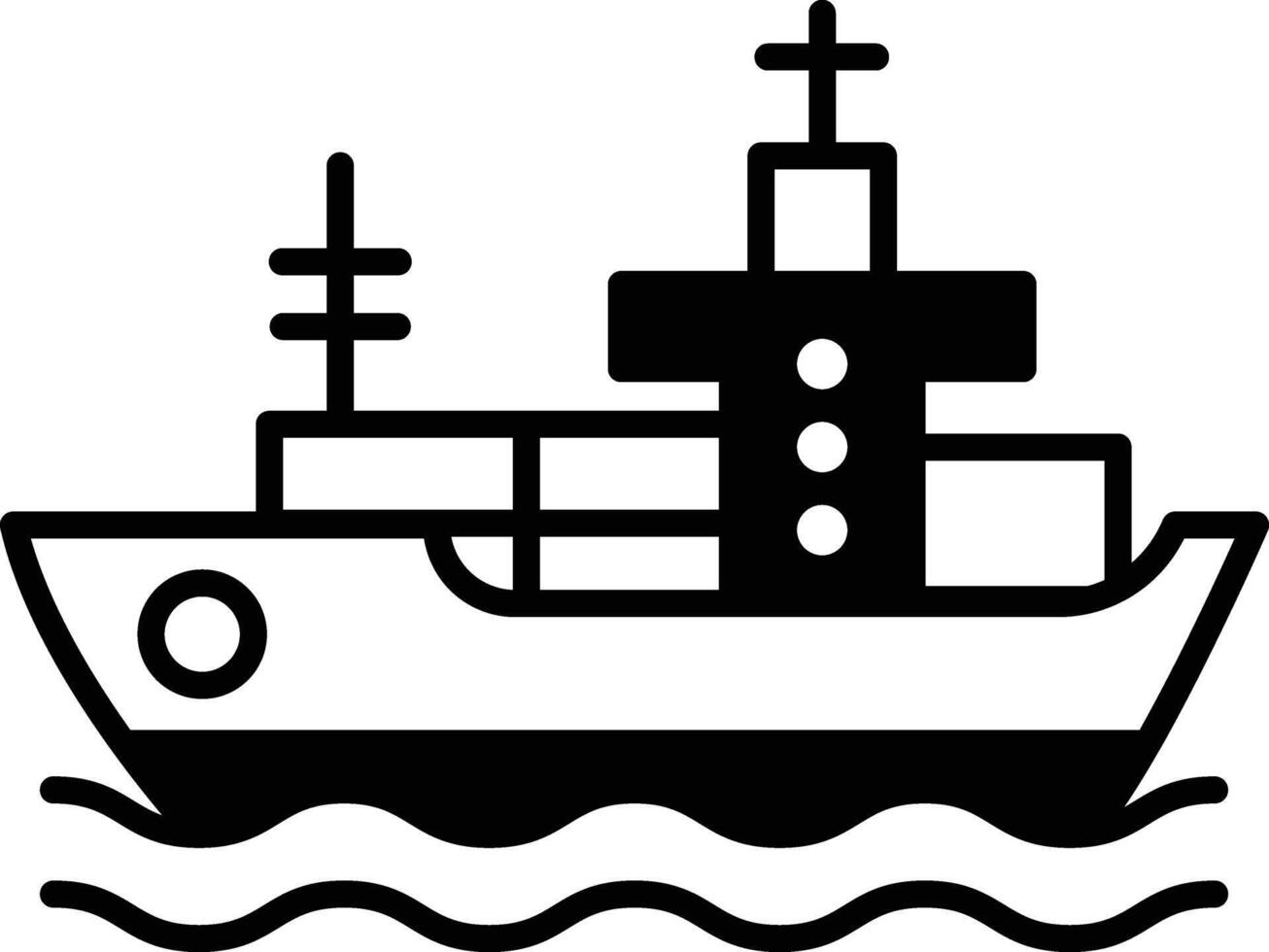 A large ship is sailing on the water vector