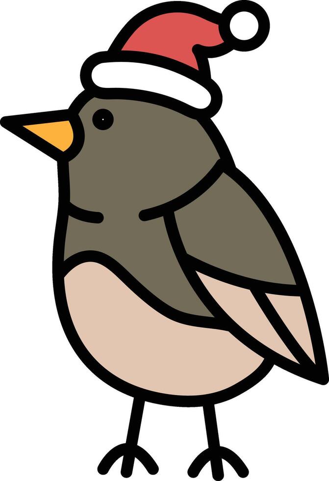 A cartoon bird wearing a red hat and a red Santa hat vector