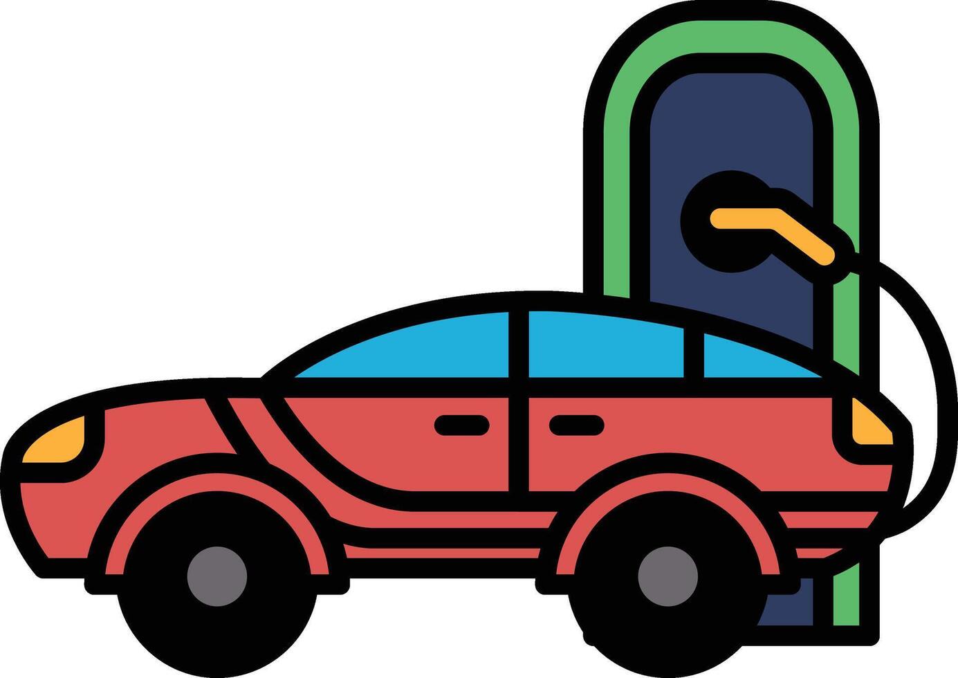 A car is parked at a charging station vector