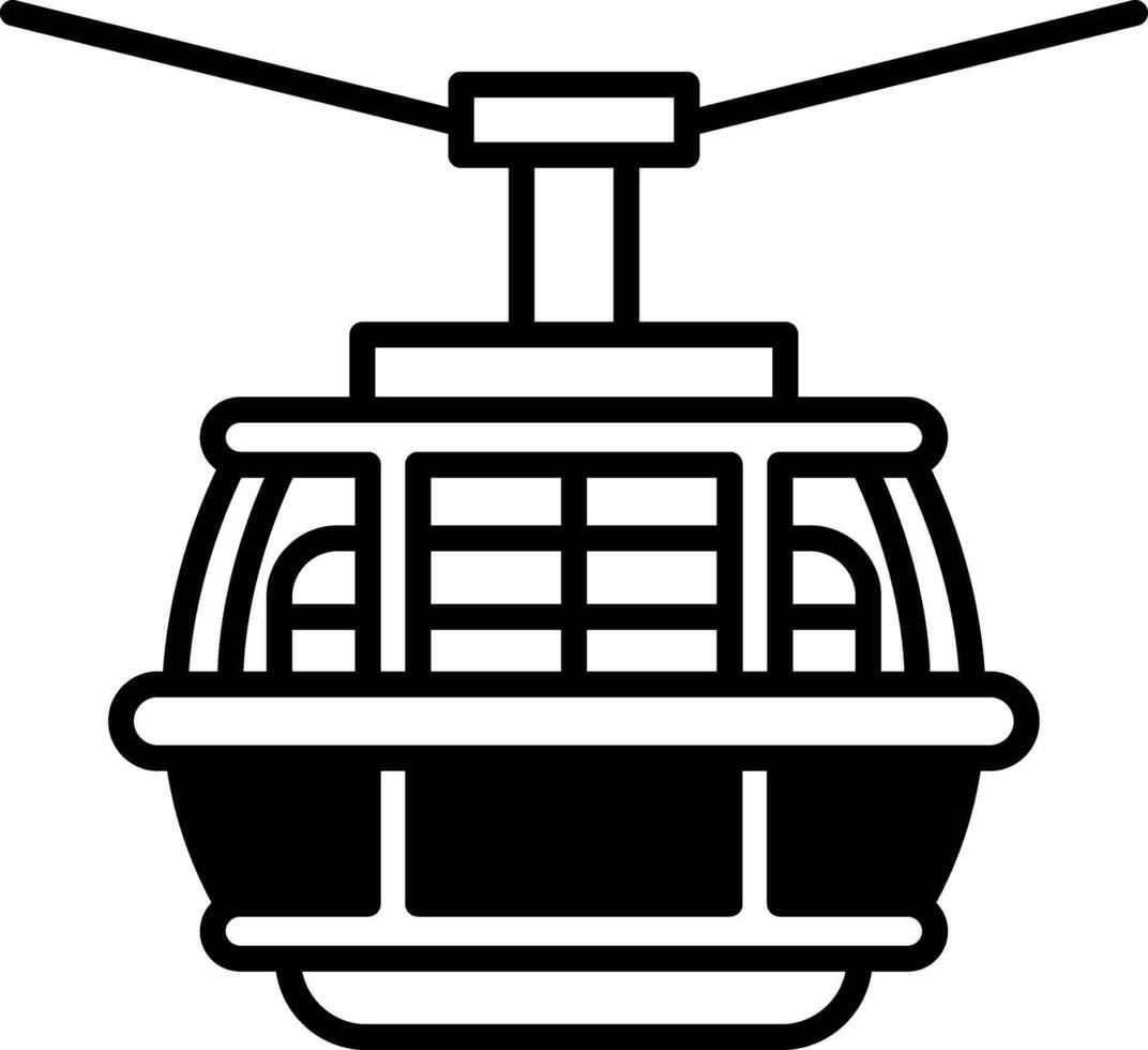 A black and white drawing of a cable car vector