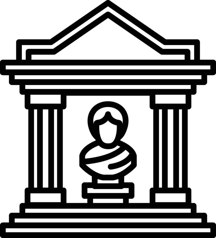 A statue of a woman stands in front of a building with columns vector