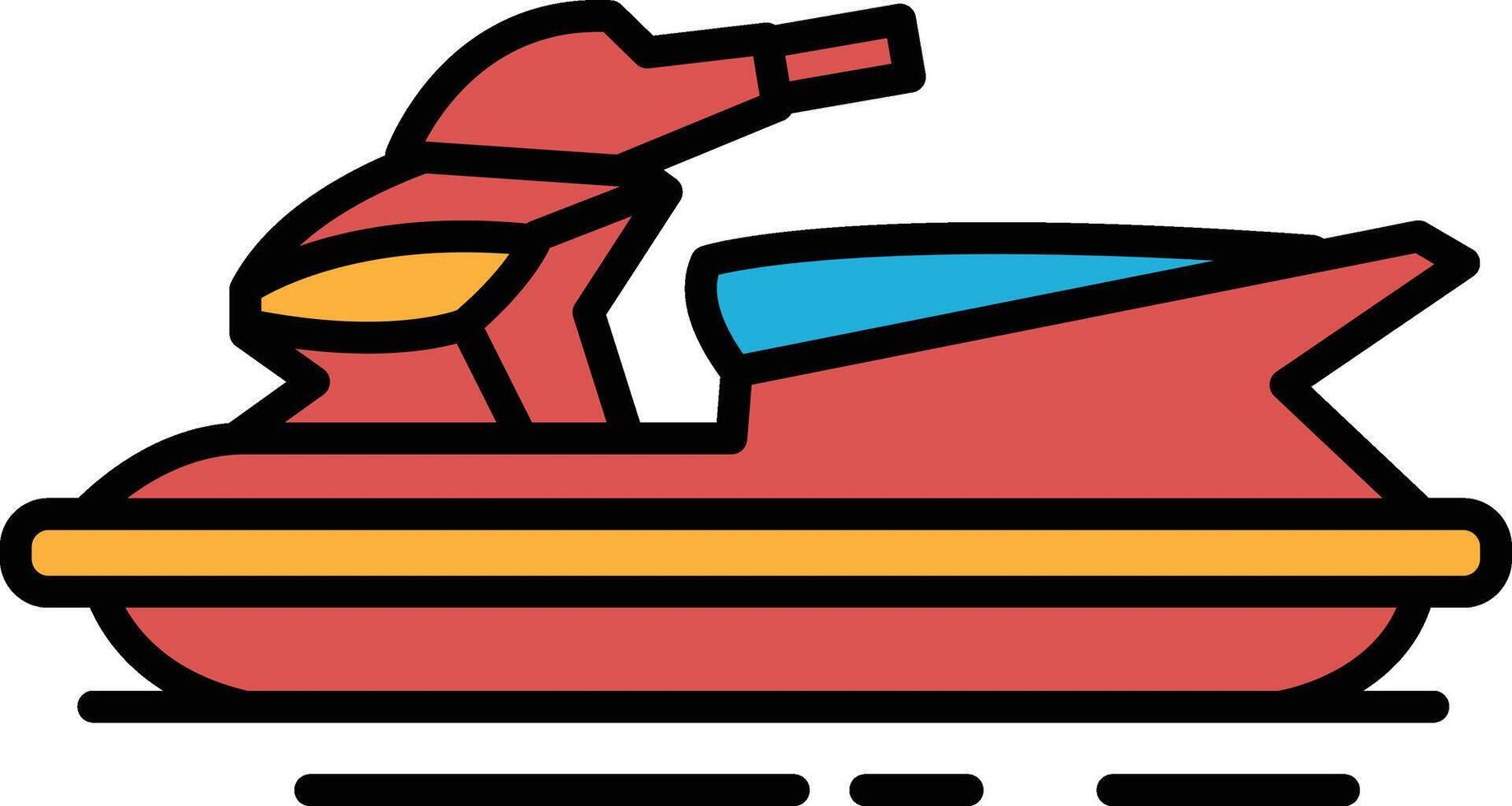 A black and white drawing of a jet ski vector