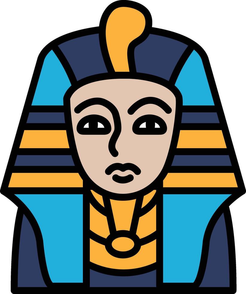 Ancient Egyptian Pharaoh statue in line style vector