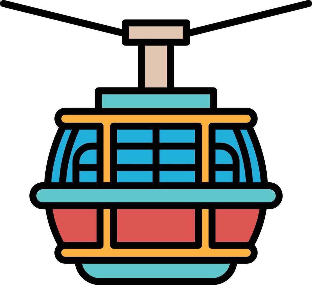 A black and white drawing of a cable car vector