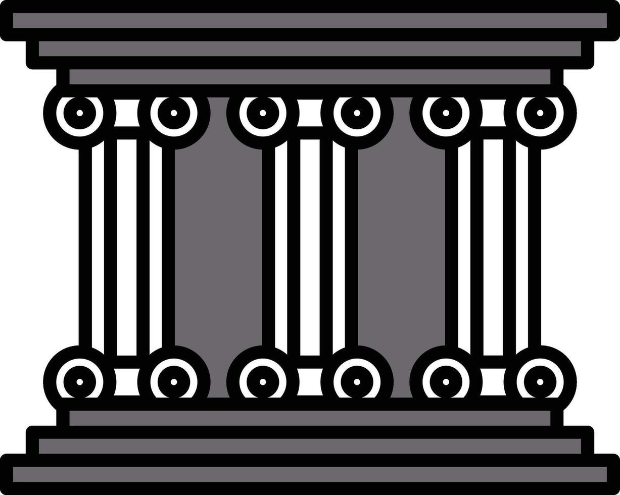 A black and white drawing of a column with three pillars vector