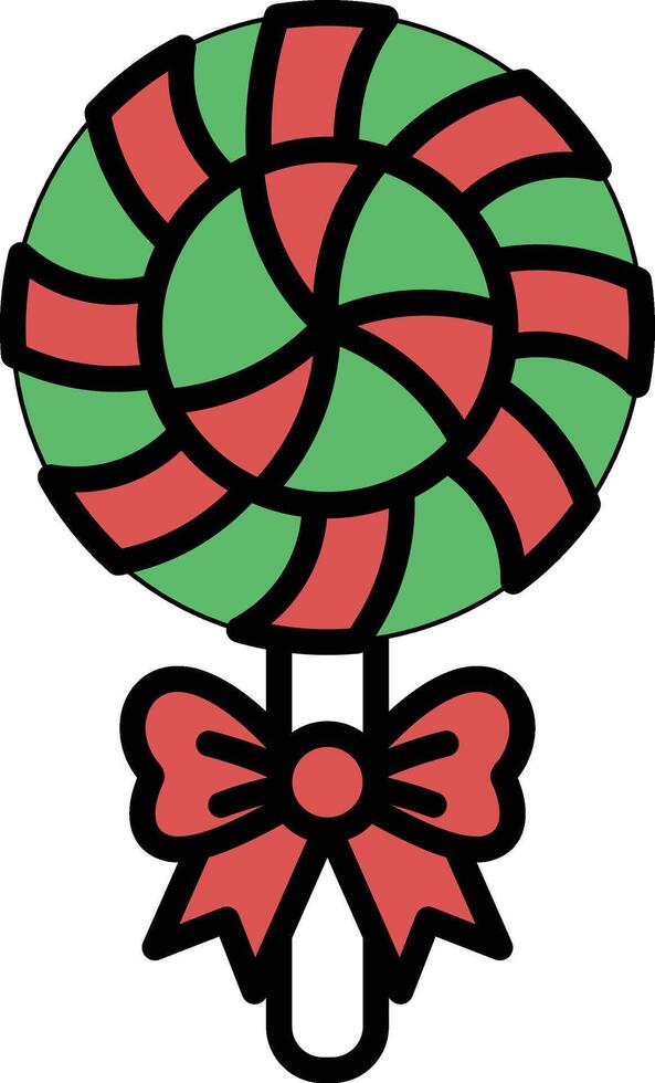 A black and white drawing of a candy cane with a bow on it vector