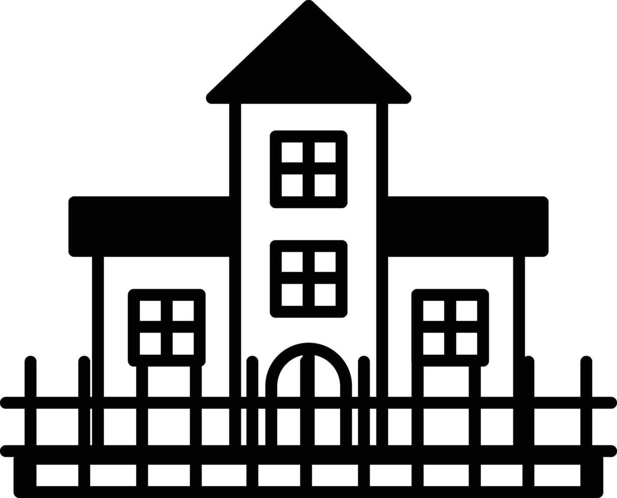 Illustration of a prison building in line art style vector