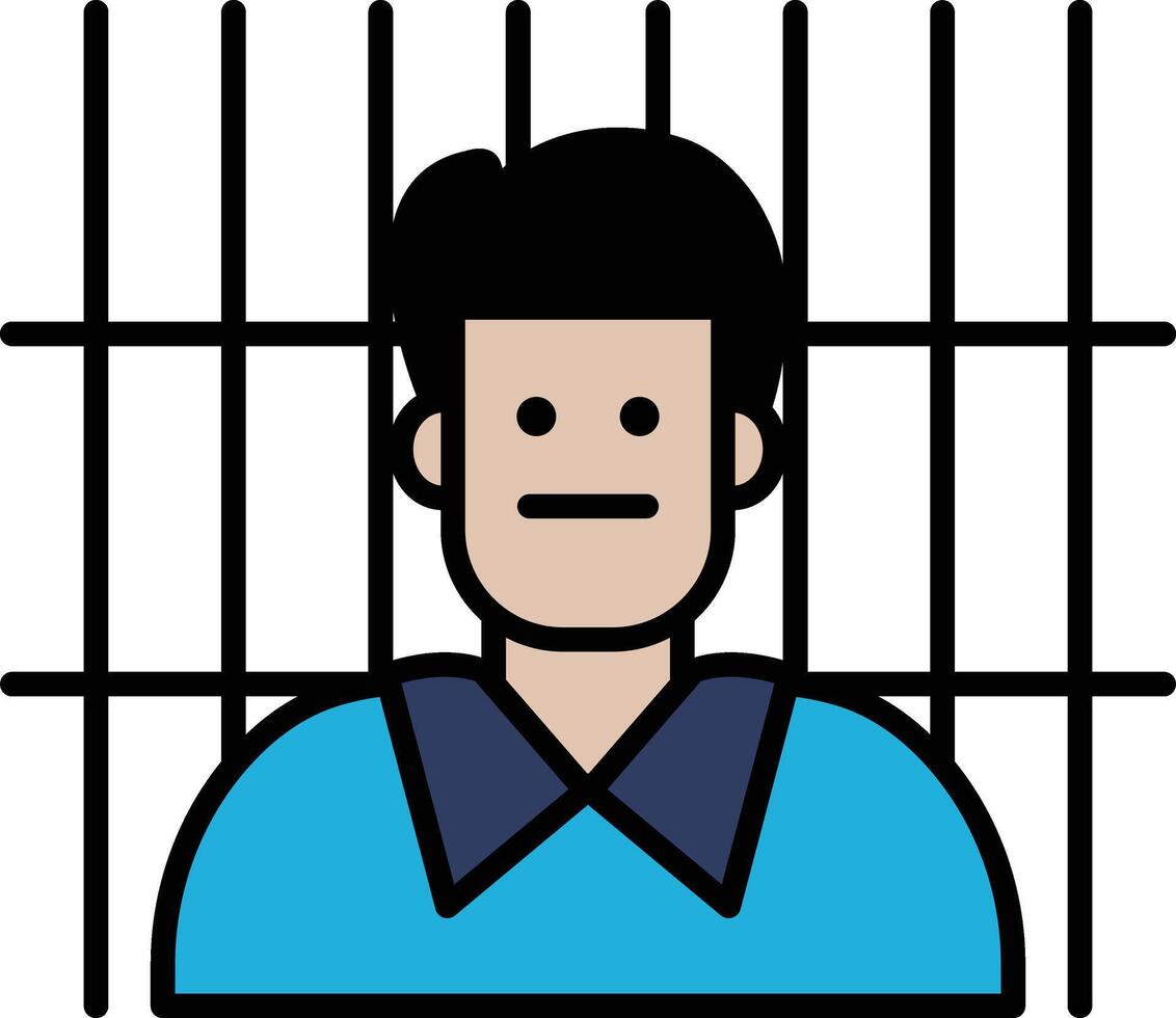 A man is in a jail cell with bars on the window vector