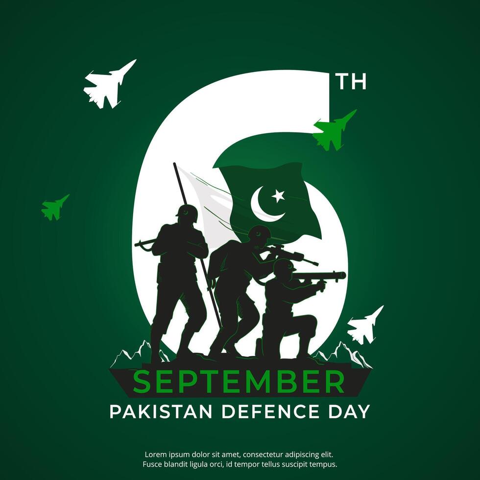 Youm-e-difa Pakistan illustration on a grungy and blurred background. 6 September 1965. vector