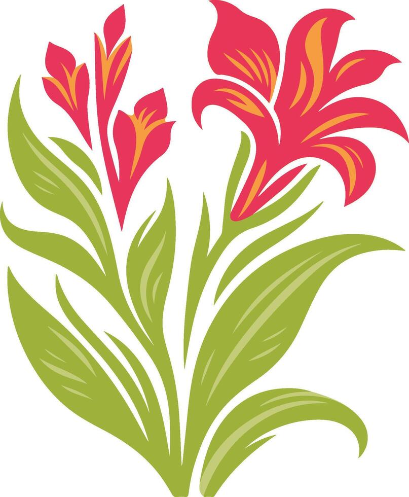 Decorative Canna Lily flowers symbol, Antique engraving illustration canna lily vector