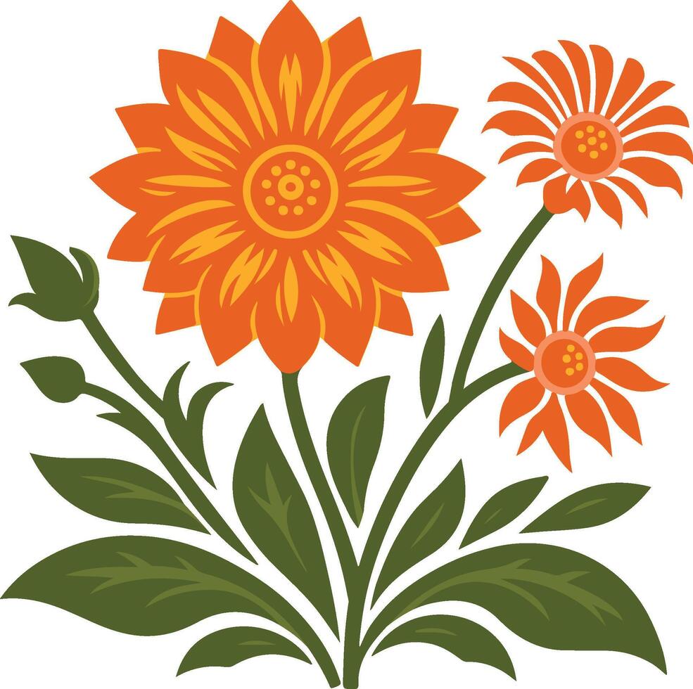Decorative Tithonia flowers symbol vector