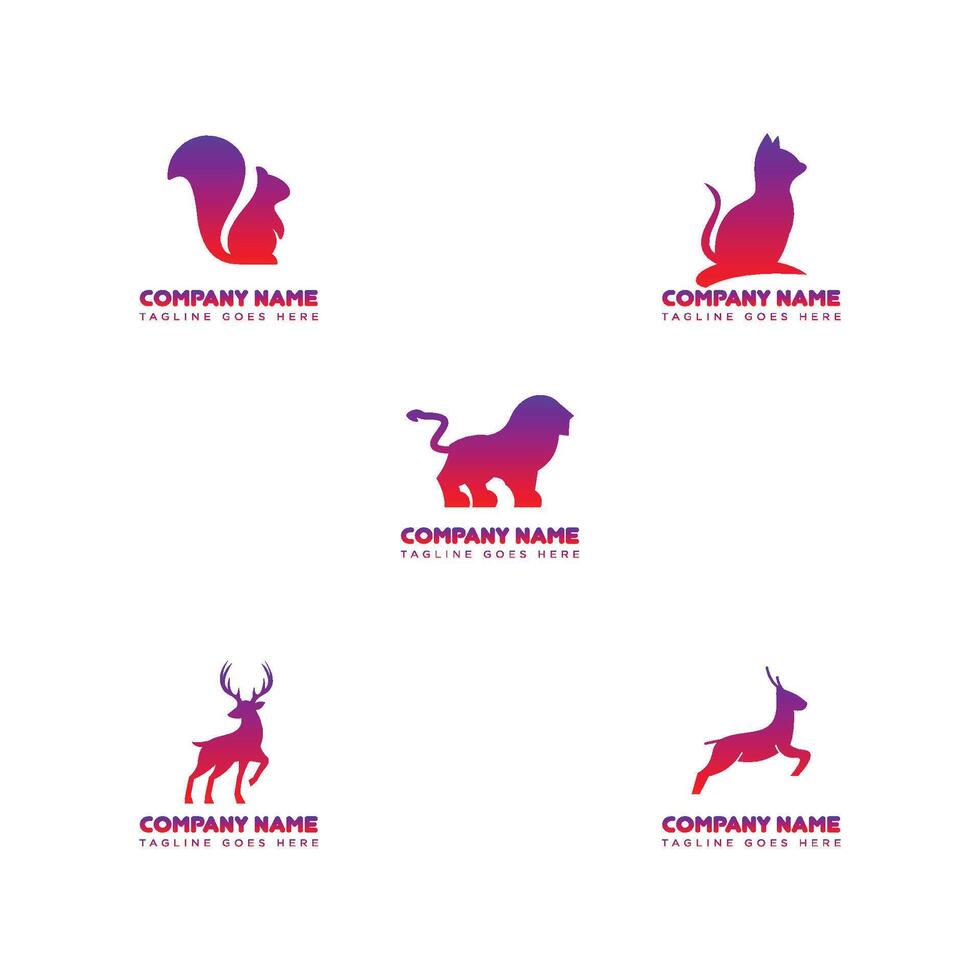 Animal Logos, Lion, cat, deer vector