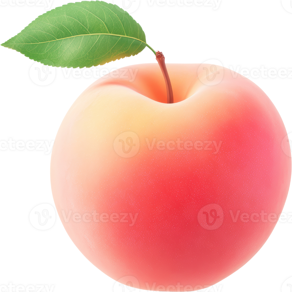 Vibrant and Juicy Peach with an Elegant Leaf png