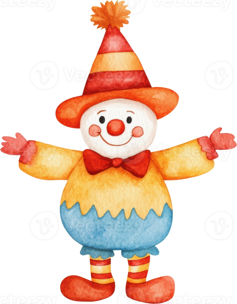 Adorable Cartoon Clown Spreading Joy with Open Arms png