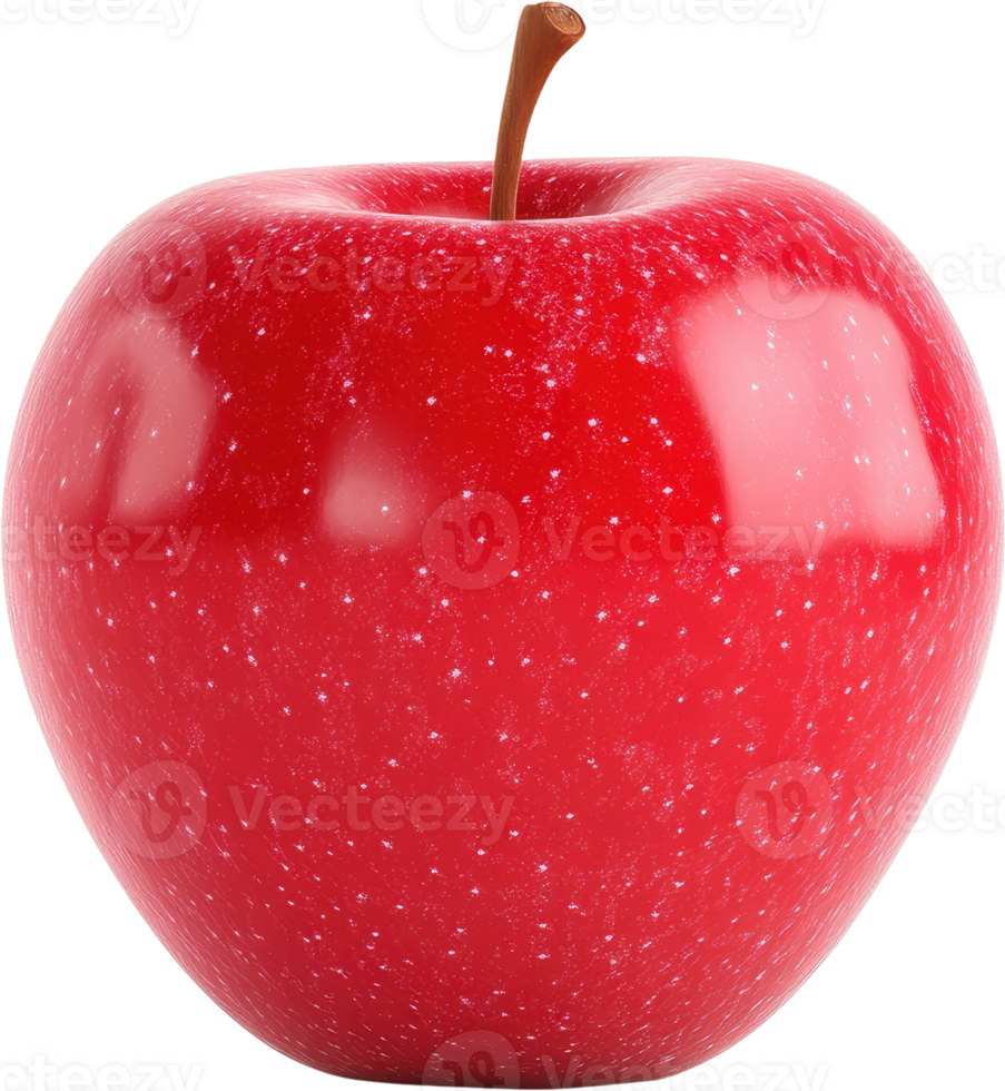 Glistening Red Apple with a Perfect Stem on Transparent Background png