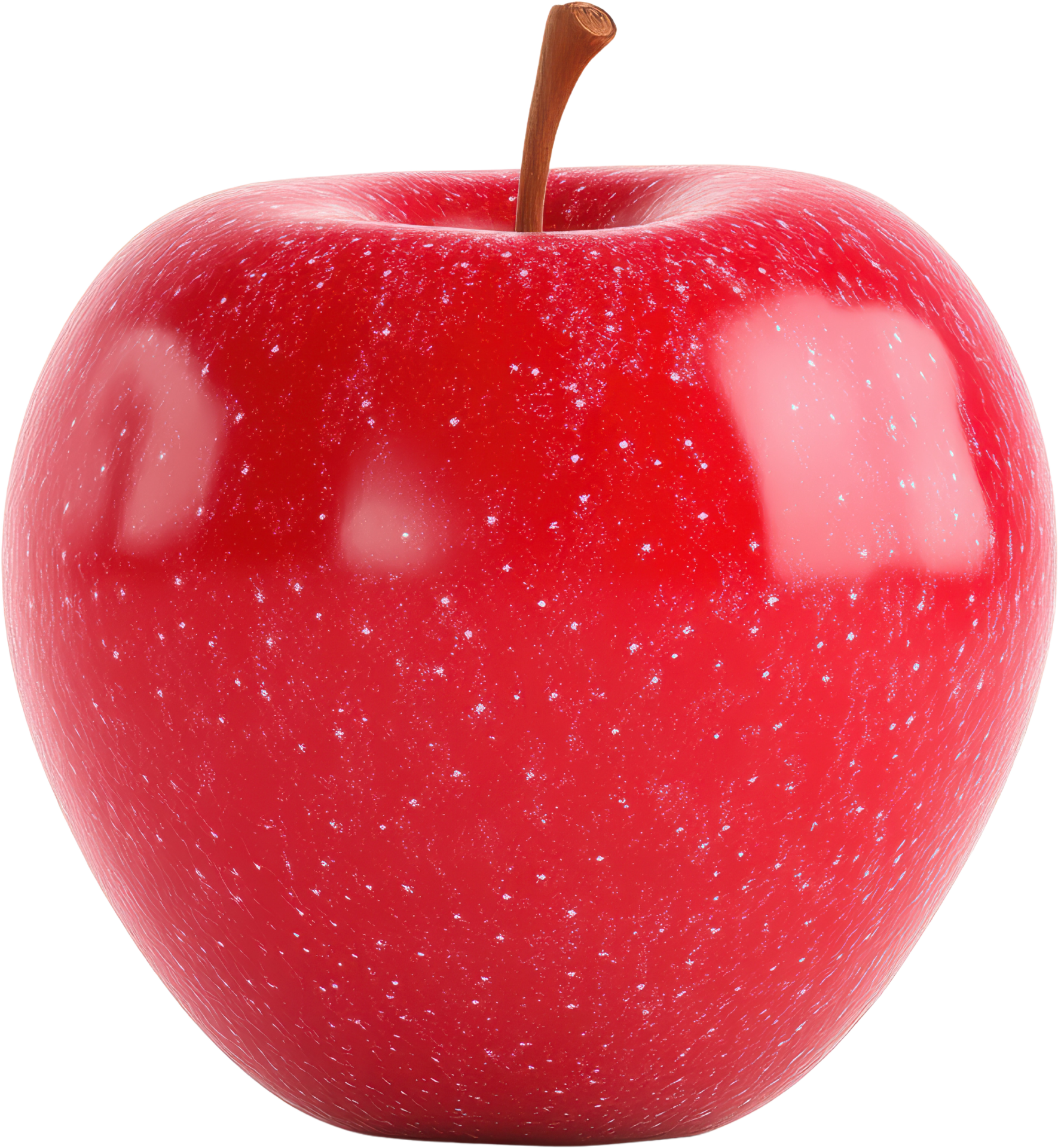 Glistening Red Apple with a Perfect Stem on Transparent Background