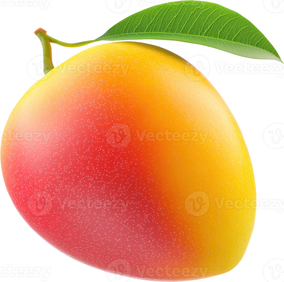 Vibrant Yellow Red Mango with Leaf Summer s Juicy Delight png