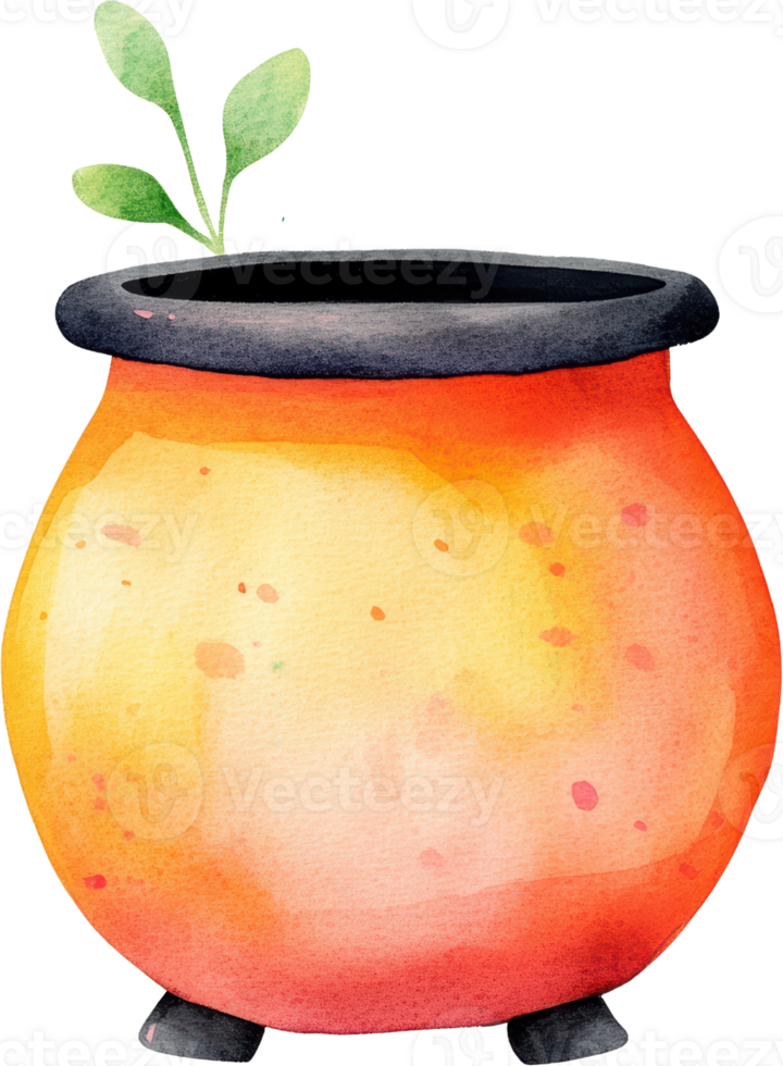Colorful Pot with a Small Sprout png