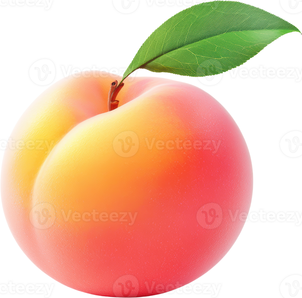 Vibrant Peach with Leaf on a Transparent Background png