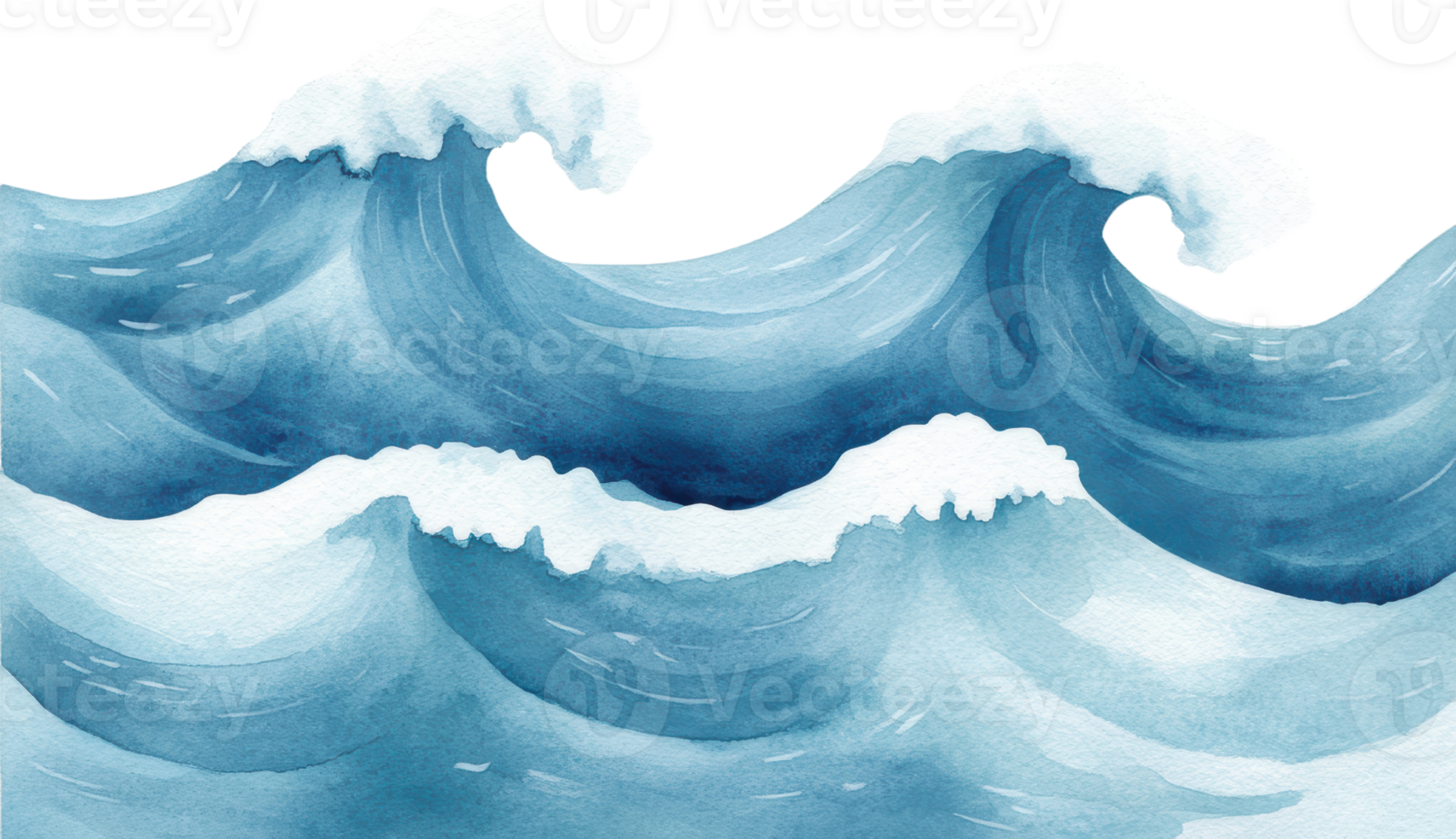 Vibrant watercolor painting of rolling ocean waves png