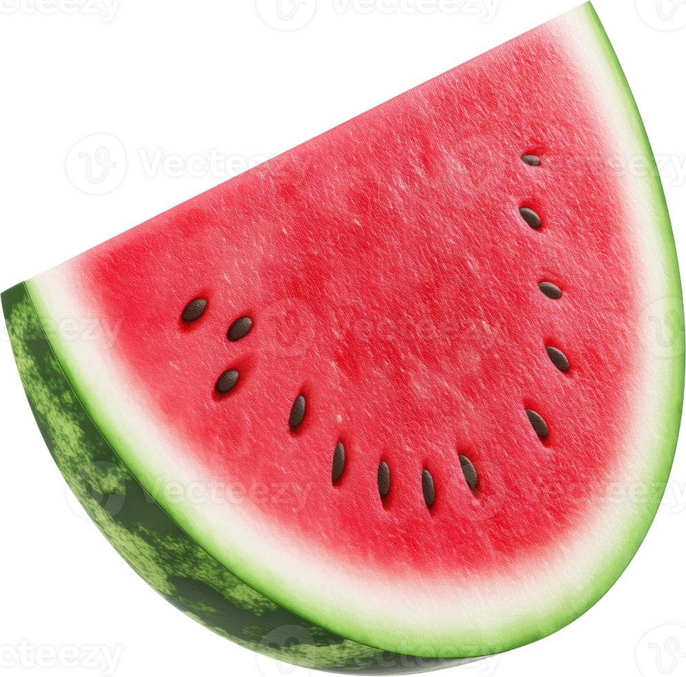 Vibrant Watermelon Slice with Visible Seeds on Transparent Background png