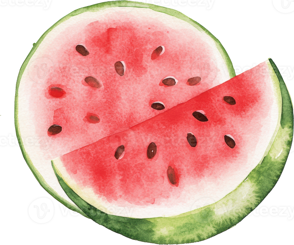Refreshing Watermelon Slice Painted in Watercolors png