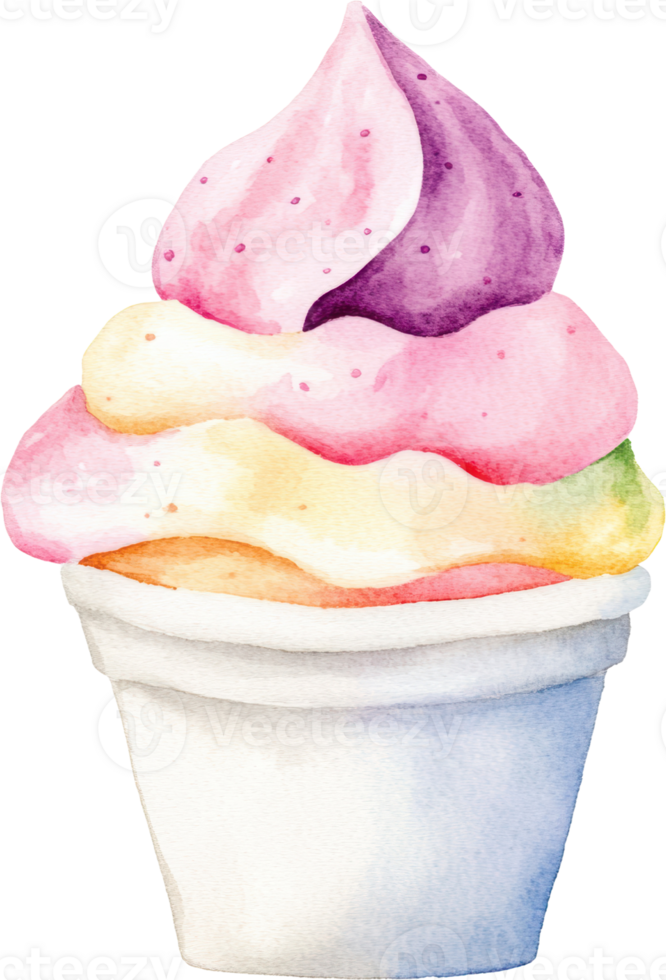Delicious Multicolored Ice Cream in a Cup A Refreshing Treat png
