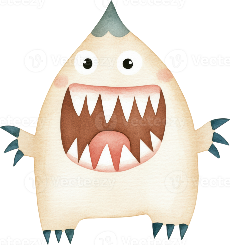 Adorable Monster With Big Teeth Displays a Playful Expression png