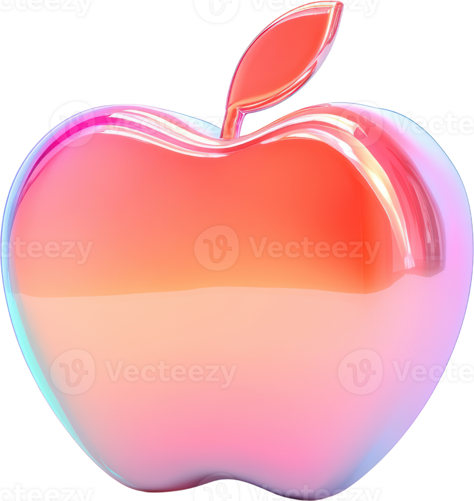 Vibrant Gradient Apple Design with a Glossy Transparent Background png