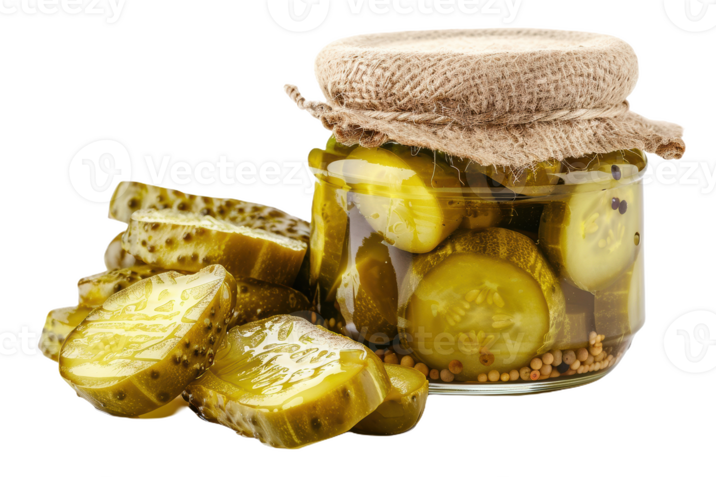 Tangy Pickle Jar With Slices png