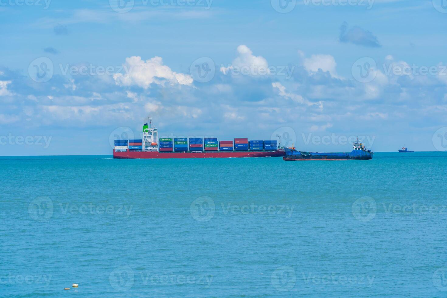 Container ship transporting goods on Vung Tau sea photo