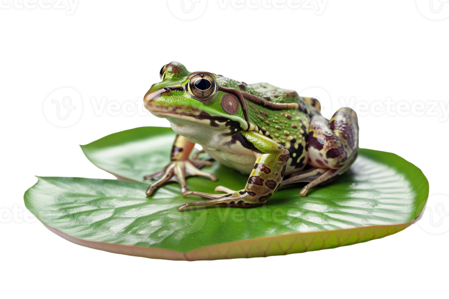 A Curious Frog on a Lily Pad png