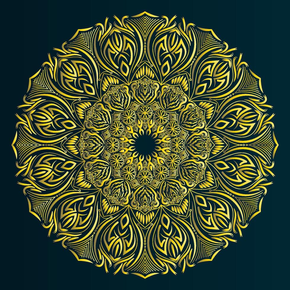 Golden effect luxury mandala motif vector