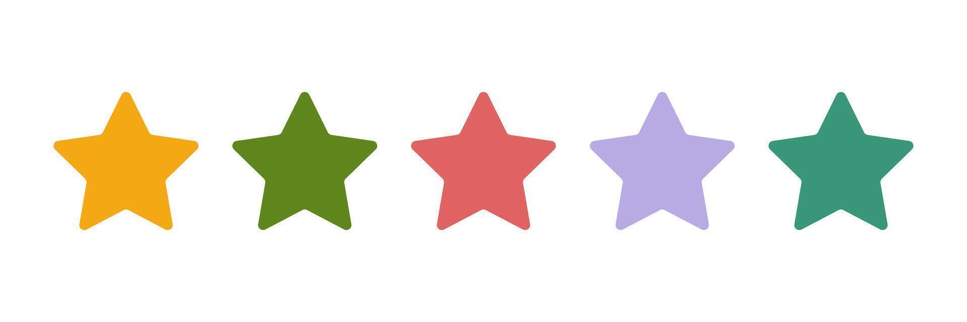 Star set illustration with groovy color. Five stars vector