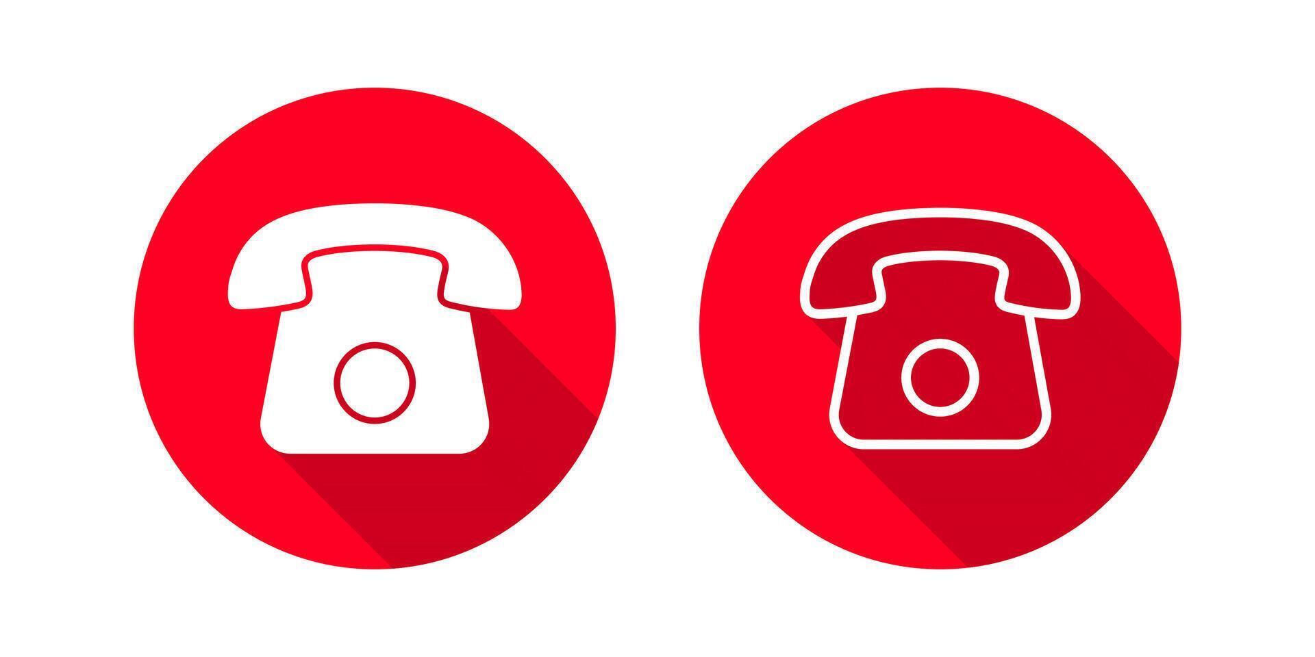 Telephone call Icon set illustration with long shadow. Communication Sign vector
