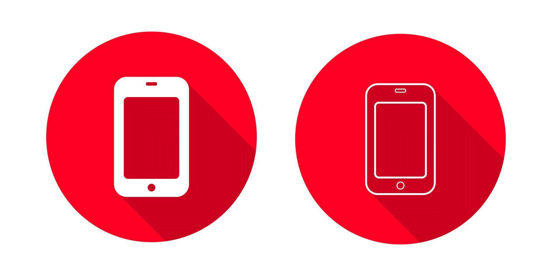 Mobile phone icon with long shadow. Smartphone icon vector