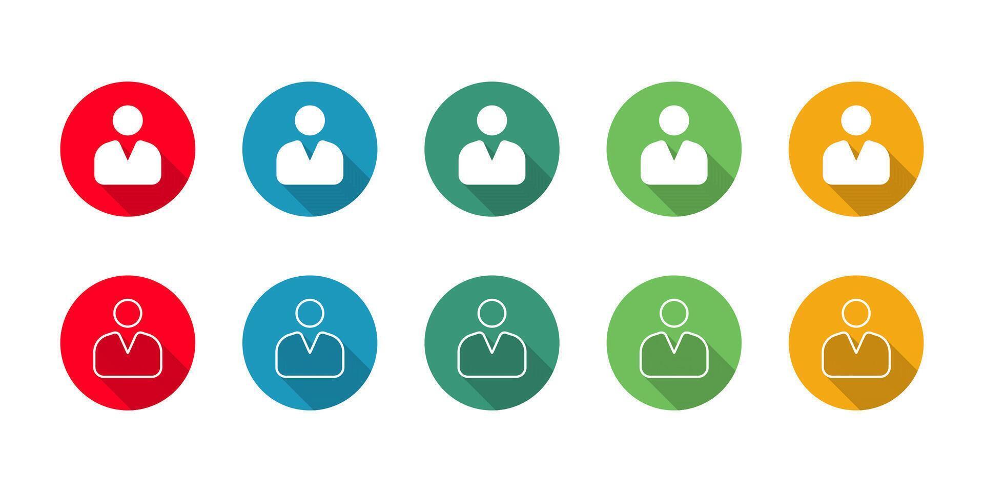 Profile or User Icon set illustration with long shadow. Business Sign vector