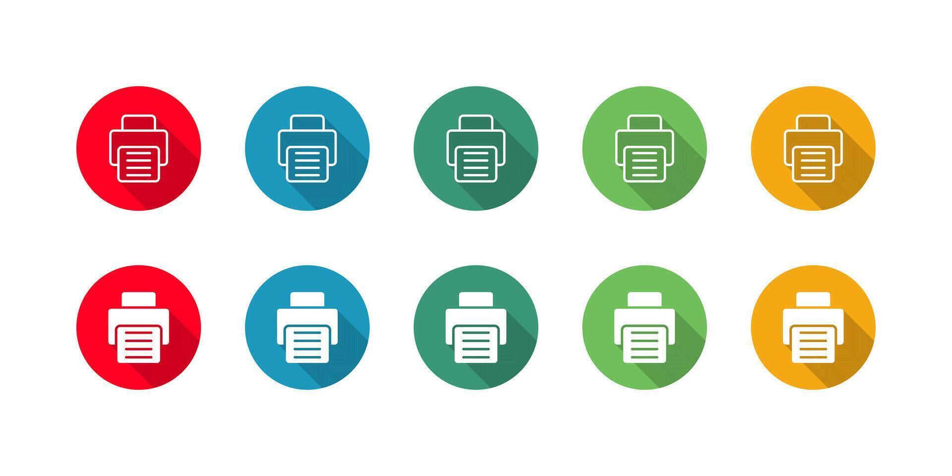 Fax Icon set illustration with long shadow. Communication Sign vector