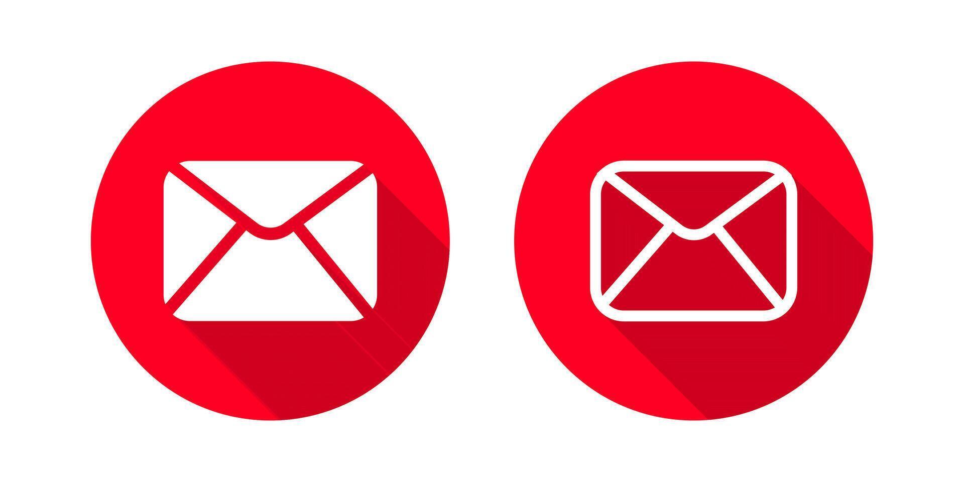 Email logo Icon illustration with long shadow. Communication Sign vector